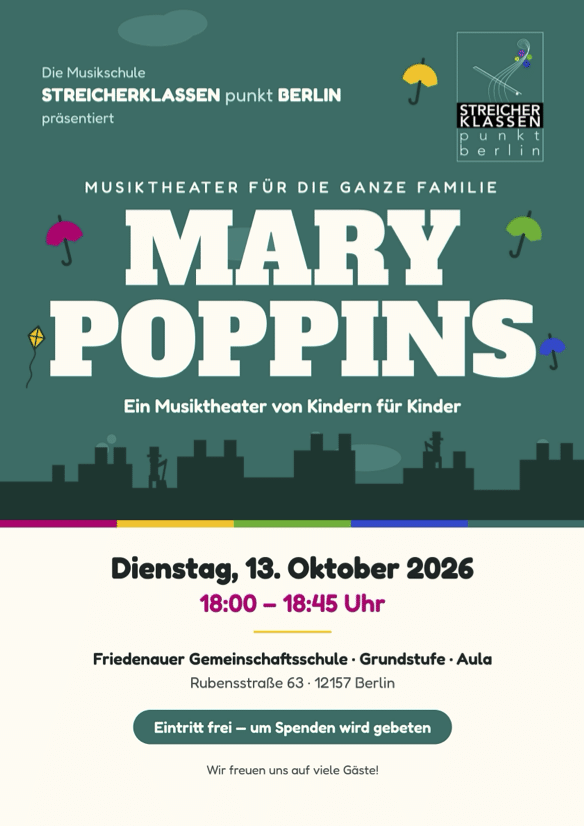 Plakat: Mary Poppins – Ein Musiktheater von Kindern für Kinder